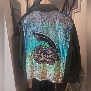 Zara Military FULL Sequin Back Statement Jacket